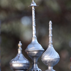 3 Old Brass Turkish Handcrafted Rose Water Sprinklers Bottles