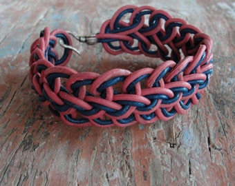 Leather Bracelet Braided Celtic Knot Genuine Leather and Metal Friendship bracelet