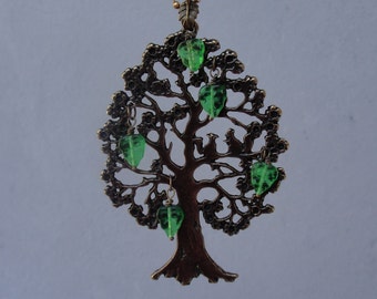 Squirrel Tree Necklace TreeHugger, Big Woodland Necklace, Glass and Metal