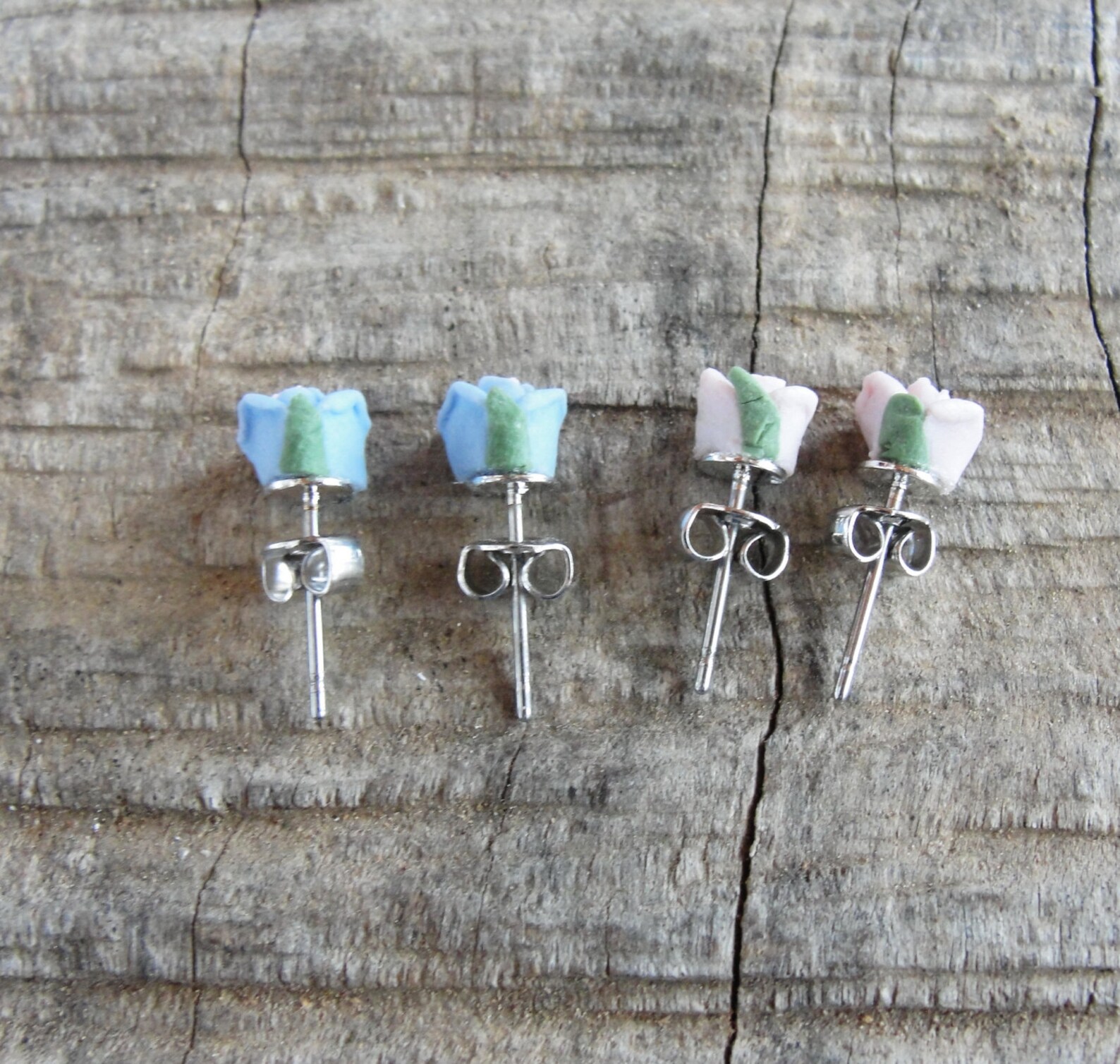 Porcelain Earrings Floral Stud Post Earrings Etsy