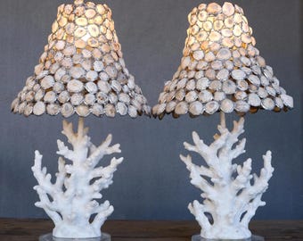 Soldered Limpet Shell Lamp: Coastal Coral Decor, 1 Mermaid Light