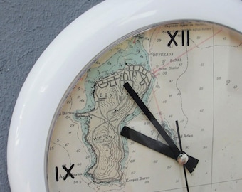 Time to Travel Clock Vintage Sea Map Wall clock