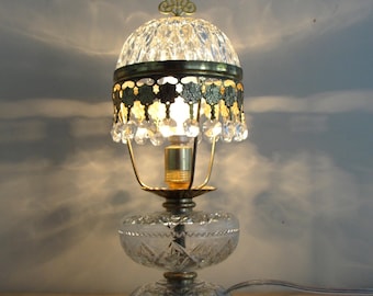 Vintage Tschechische Kristall Boudoir Lampe - Michelotti Stil - 1960er Jahre Glasdekor