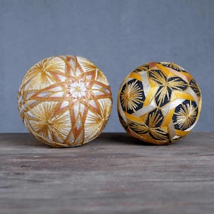 Vintage 1960s Japanese Temari Balls: Embroidered Fiber Art Spheres