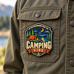 Parche de PVC para acampar, parche de goma para aventuras al aire libre, parche de velcro de 7,6 cm, insignia de montaña para fogata para mochila, sombrero o chaqueta, regalo para campistas