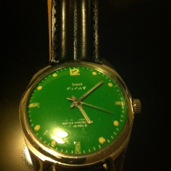 Vintage very rare Green HMT Pilot watch