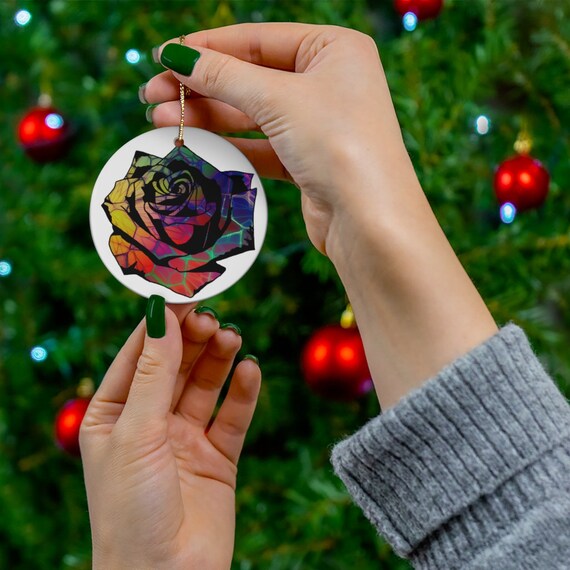 Stain Glass Tie Dye Rose Christmas Holiday Ornament Christmas Tree Rose  Ornament, Ceramic Ornaments - Etsy