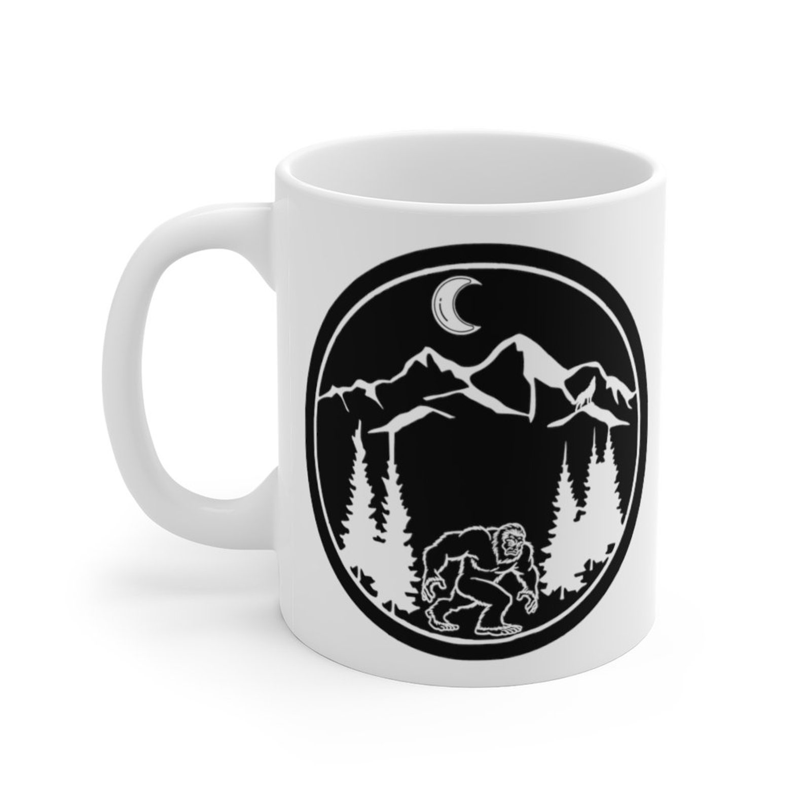 Bigfoot Coffee Cup Yeti Mug Sasquatch Cup White Ceramic Mug Etsy