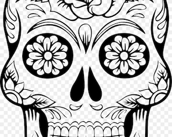 sugar skull svg png Cut File, download, Day of the dead, skull Svg, Cricut silhouette, Crafting digital download ,Mexican skull Flowers,