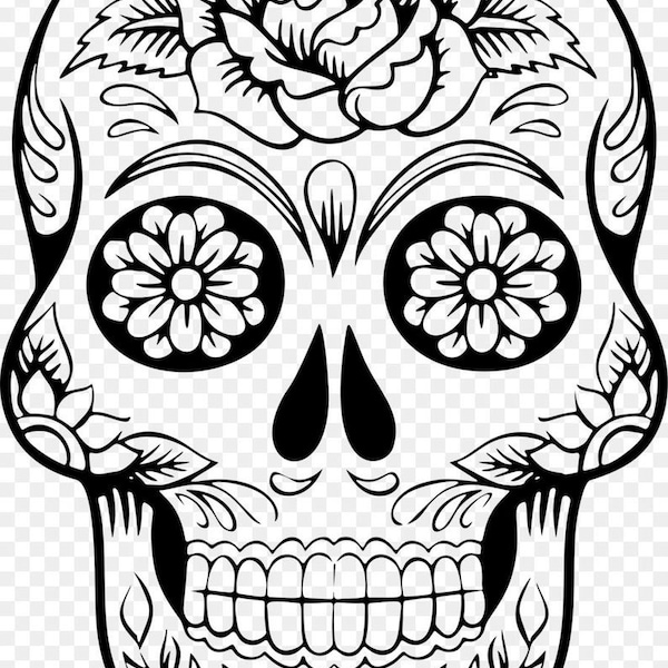 sugar skull svg png Cut File, download, Day of the dead, skull Svg, Cricut silhouette, Crafting digital download ,Mexican skull Flowers,