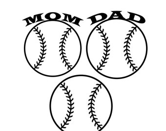 Baseball outline MOM and DAD Svg, Digital Download Baseball Stitch, baseball svg, baseball png, baseball jpg baseball parents