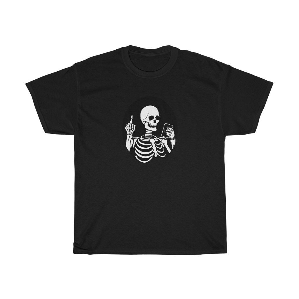 Skeleton Flipping the Bird Unisex Heavy Cotton Tee Funny - Etsy