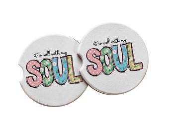 It Is Well With My Soul -  Absorbent Car Coasters, Faith-Based Gifts for Women, Bible Verse Inspired Gifts - Various patterns to choose