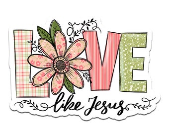 Love Like Jesus Sticker - Pretty Christian Decal - Bible Inspired Quote Tumbler Decoration for Her - Car Stickers for Window Bumper