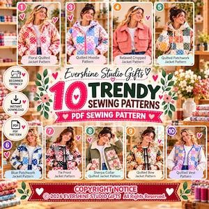 Veste matelassée | Veste matelassée à capuche | Sweat à capuche patchwork | Patron de couture de veste pour femme | Patron de manteau | Top 10 des patrons de couture pour veste courte