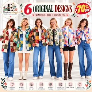 Quilted Jacket Sewing Patterns, Women Sewing Patterns ,Jacket Sewing Pattern ,Vest Pattern, Patchwork Patterns, Quilted Coat PatternPDF FILE