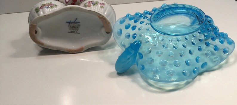 Vintage Bowl Fenton Hobnail Blue 6.5 x 4.5 Cottage Chic Blue