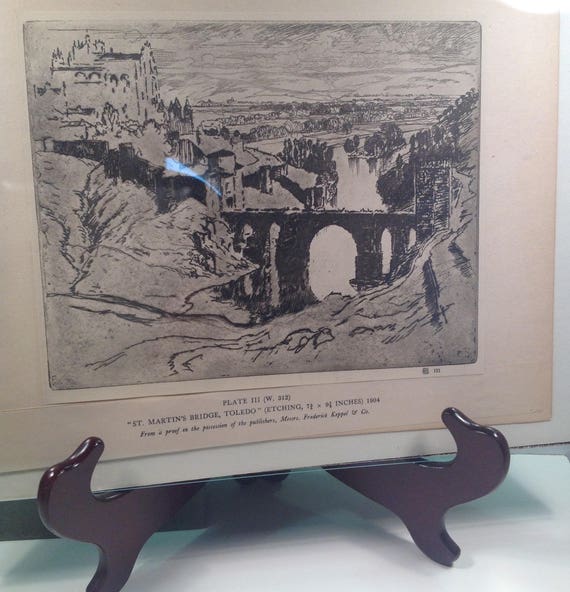 Vintage Antique Print Joseph Pennell Momchrome Etching Church