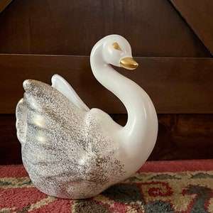Vintage Ceramic California Original Pottery Cream and Gold Swan