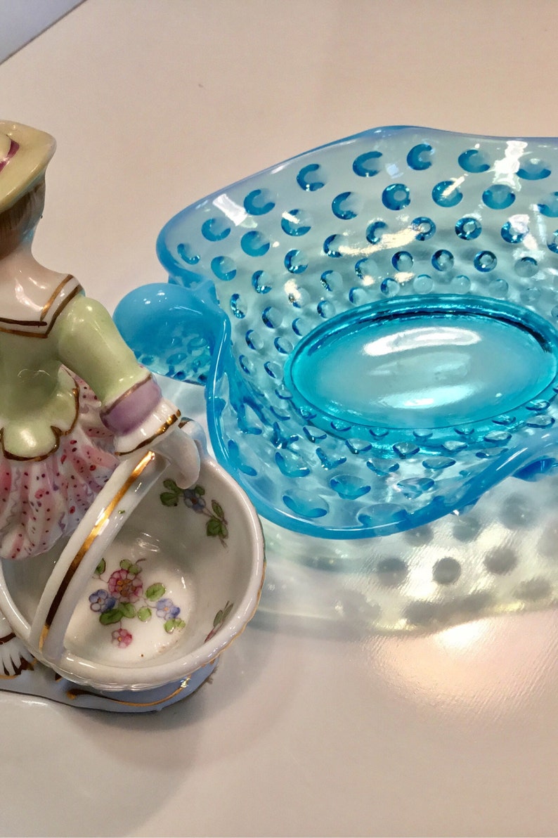 Vintage Bowl Fenton Hobnail Blue 6.5 x 4.5 Cottage Chic Blue