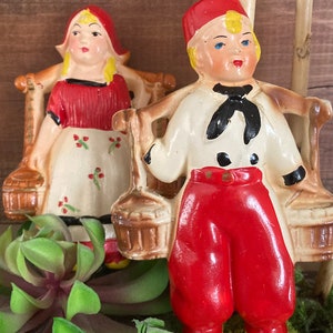 Vintage Dutch Boy and Girl Chalkware