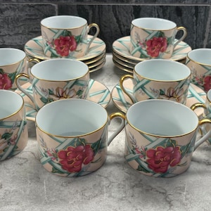 Vintage Fitz and Floyd Coffee Tea Cup and Saucer