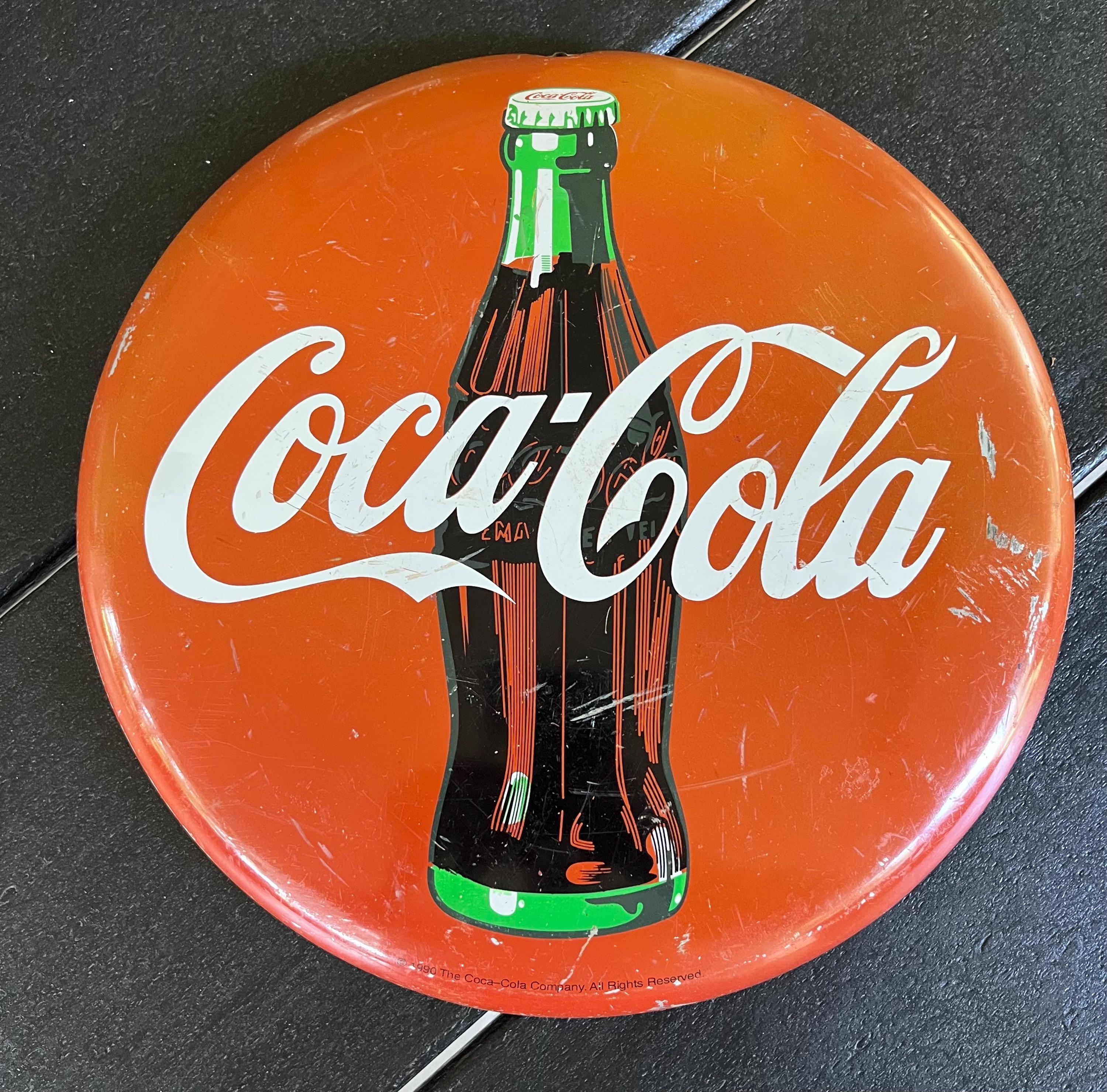 Vintage Coca Cola Button Sign - Etsy