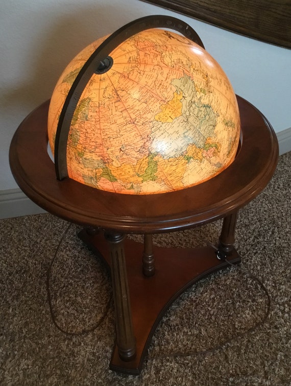 Vintage Globe Replogle Heirloom 16 Diameter Globe Wood Stand Etsy