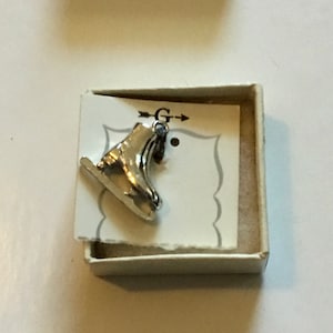 Vintage Silver Charm Ice Skate no marking Charm in Original Box