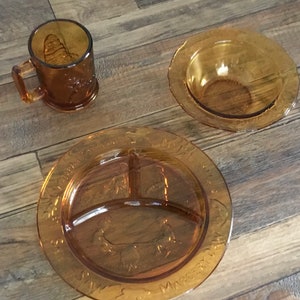Vintage Childs Dinning Tiara Indiana Glass Childrens Dinner Set