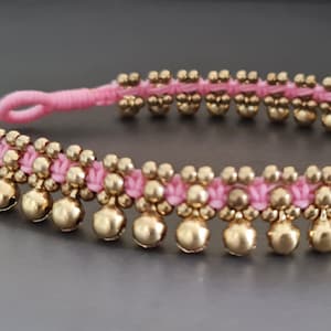 Belly Dance Wax cord Color Brass Anklet Bracelet,Women Anklet,Brass Bell **The photo showing is 6mm bells**