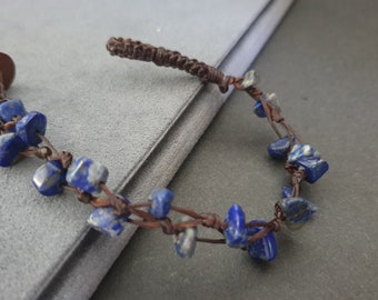 Bohemian Lapis Lazuli  Beads Bracelet Anklet, Beaded  Anklet, Women Anklet,  Stone Beads, Gift Anklet