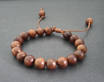 10mm Unisex Wooden Beads  Adjustable  Bracelet