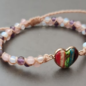 Women Chakra Heart Charm Adjustable Jewelry Bracelet Anklet,Chakra  Bracelet, Unisex Bracelet, Heart  Bracelet