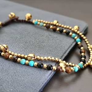 4mm Stone Jingling Bells Chain Women Jewelry Bracelet Anklet, Stone Bracelet, Gift for girls, Women Anklets **The photo showing is 6mm bells