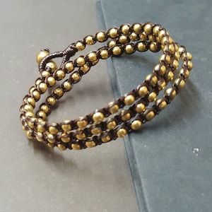 Handmade Triple Wrap Brass  Bracelet Anklet, Beaded Bracelet, Wrap Bracelet, Unisex Bracelet, Men Bracelets