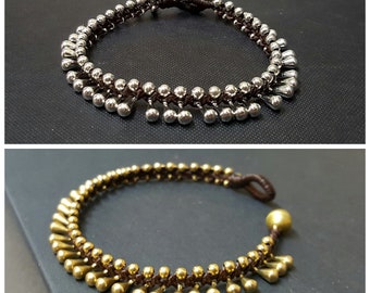 Boho Sommer Wasser Tropfen Messing Silber Armband Fußkette, Perlen Armband, Drop Messing Fußkette, Perlen Fußkettchen, tanzende Fußkettchen, Geschenke für Frauen