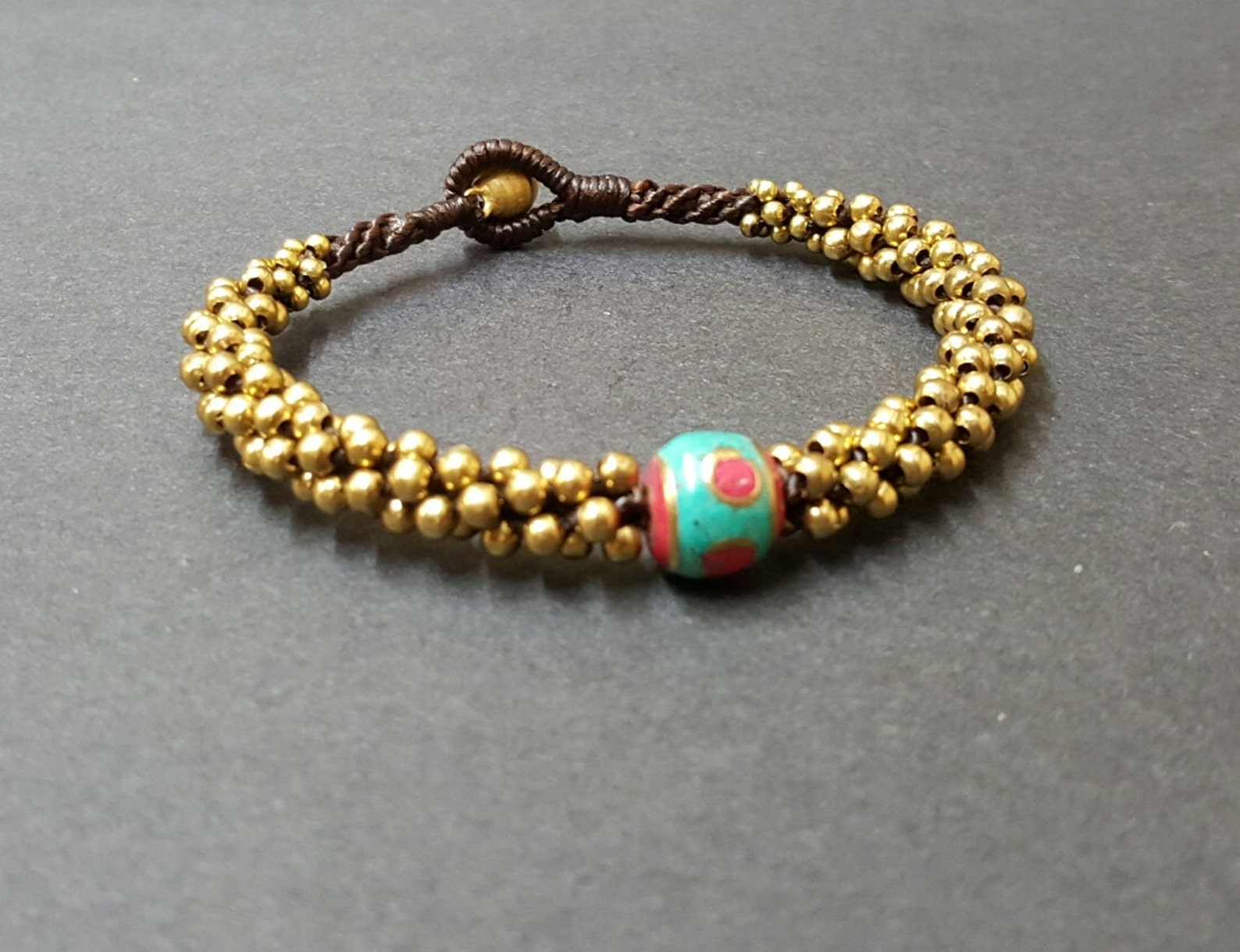 Single Nepal Handmade Woven Brass Bracelet Etsy Ireland