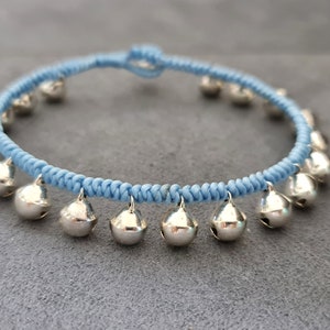 Bohemian Silver Jingling Bells Woven Colors Cord Girls Jewelry Bracelet Anklets, Teens Anklets, jingle Bracelets