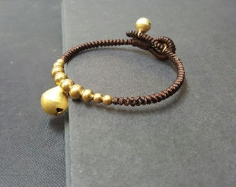 Single Jingling Brass Beaded Unisex  Jewelry Bracelet Anklet, Beaded Bracelet, Women Anklet