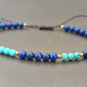 Lapis Turquoise Adjustable Chain Men Women Jewelry Bracelet Anklets, Colorful Beads, Wrap Bracelets,Chain Bracelets, Beaded Bracelets