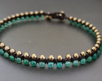 Jade Ball  Bead  Bracelet Anklet, Jade Anklet, Beaded Anklet, Women Anklet, Gift Anklet