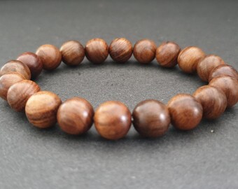 10mm Unisex Wooden Beads  Elastic Bracelet