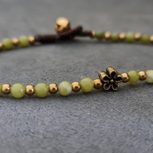 Stone Bracelet Chain Brass Flower Women  Bracelet Anklet , Beaded Bracelet, Brass Bracelet,Women Anklet
