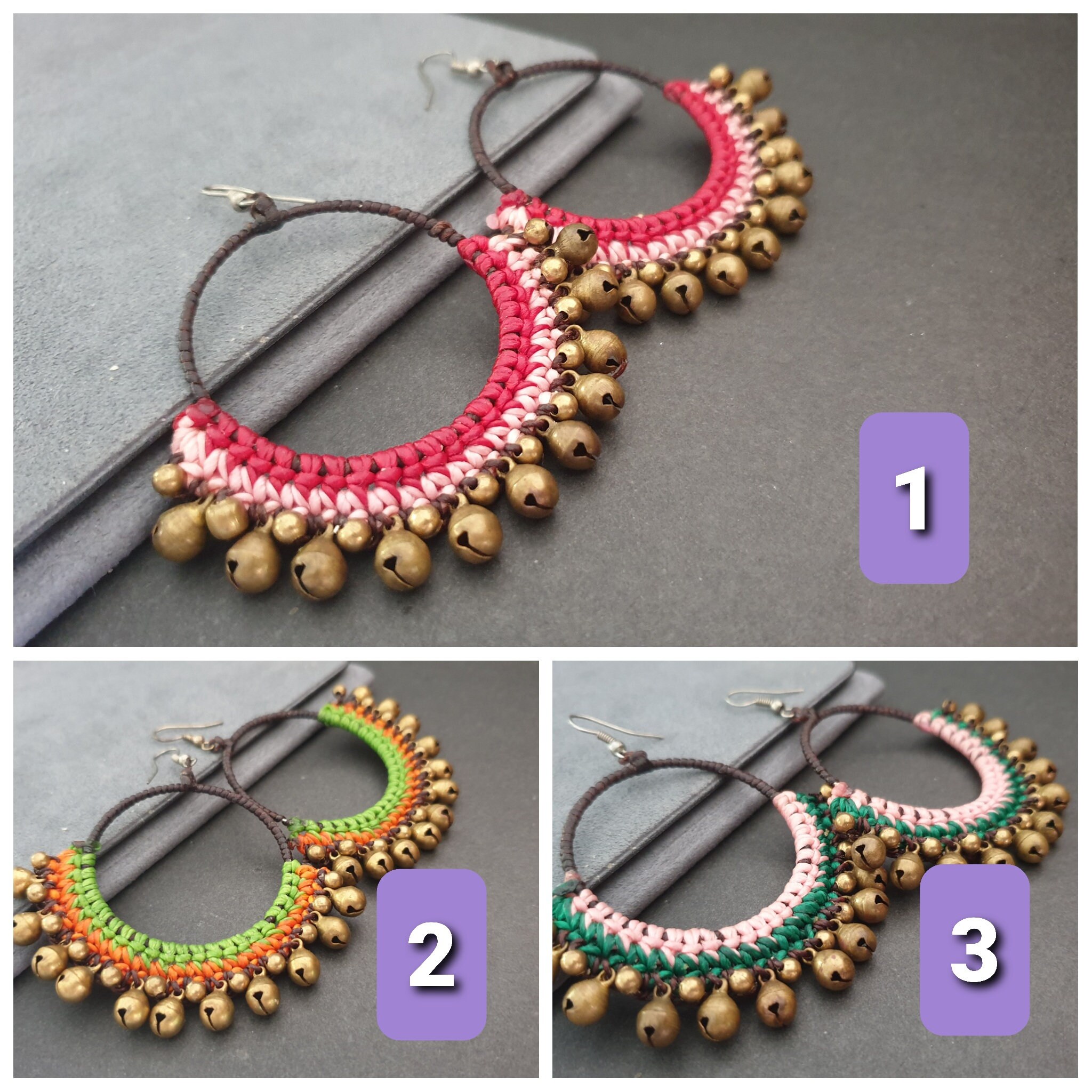 Handmade Crochet Bohemian Jingling Earring Etsy