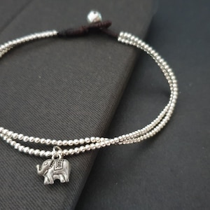 Cute Silver Chain Single  Elephant Anklet,Chain Anklet,Silver Beaded