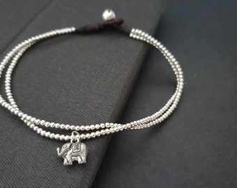 Cute Silver Chain Single  Elephant Anklet,Chain Anklet,Silver Beaded