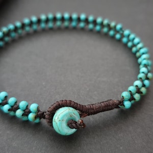 Mini Turquoise Woven Anklet Bracelet, Beades Anklet, Beads Bracelet, Women Anklet image 1