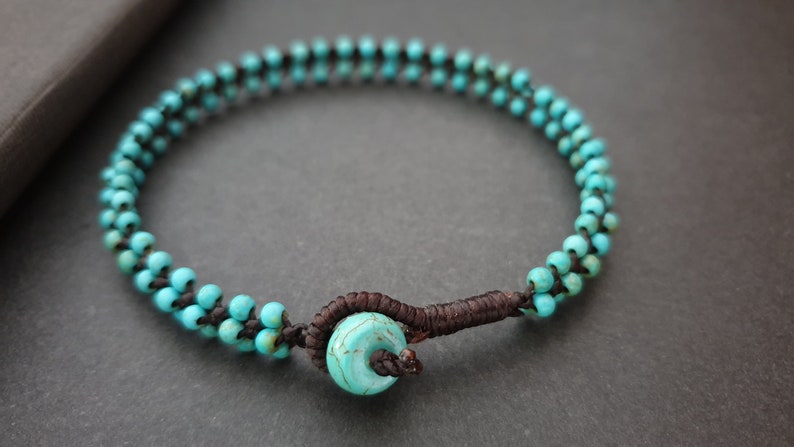 Mini Turquoise Woven Anklet Bracelet, Beades Anklet, Beads Bracelet, Women Anklet image 1