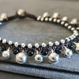 Jingling Belly Dance Mixed Bells Round Stone Beaded Women Jewelry Bracelet Anklet , Gift for girl , Stone Bracelets